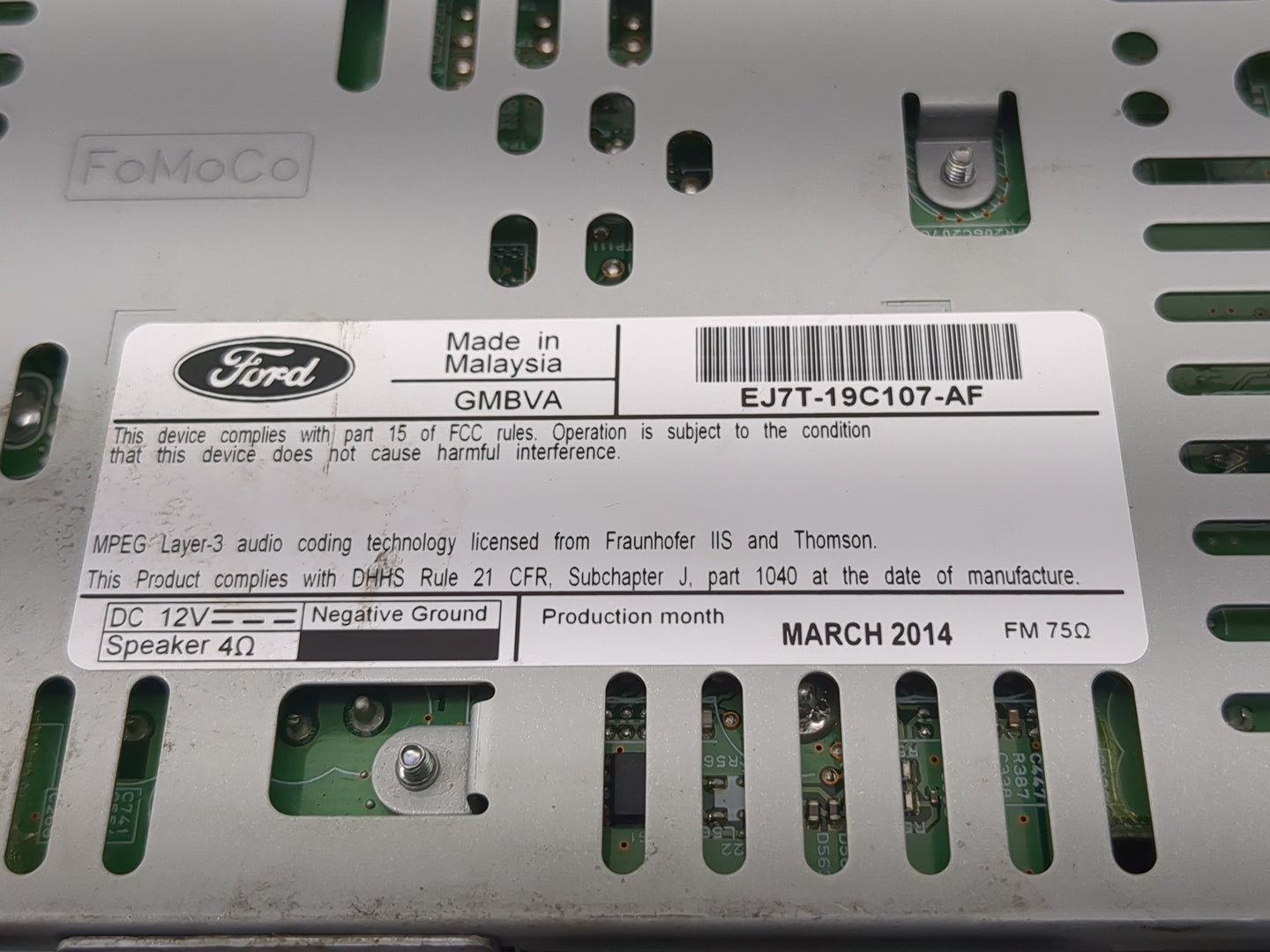 2015 Lincoln Mkc Radio AM FM Cd Player Receiver Replacement P/N:EJ7T-19C107-AF Fits OEM Used Auto Parts - Oemusedautoparts1.
