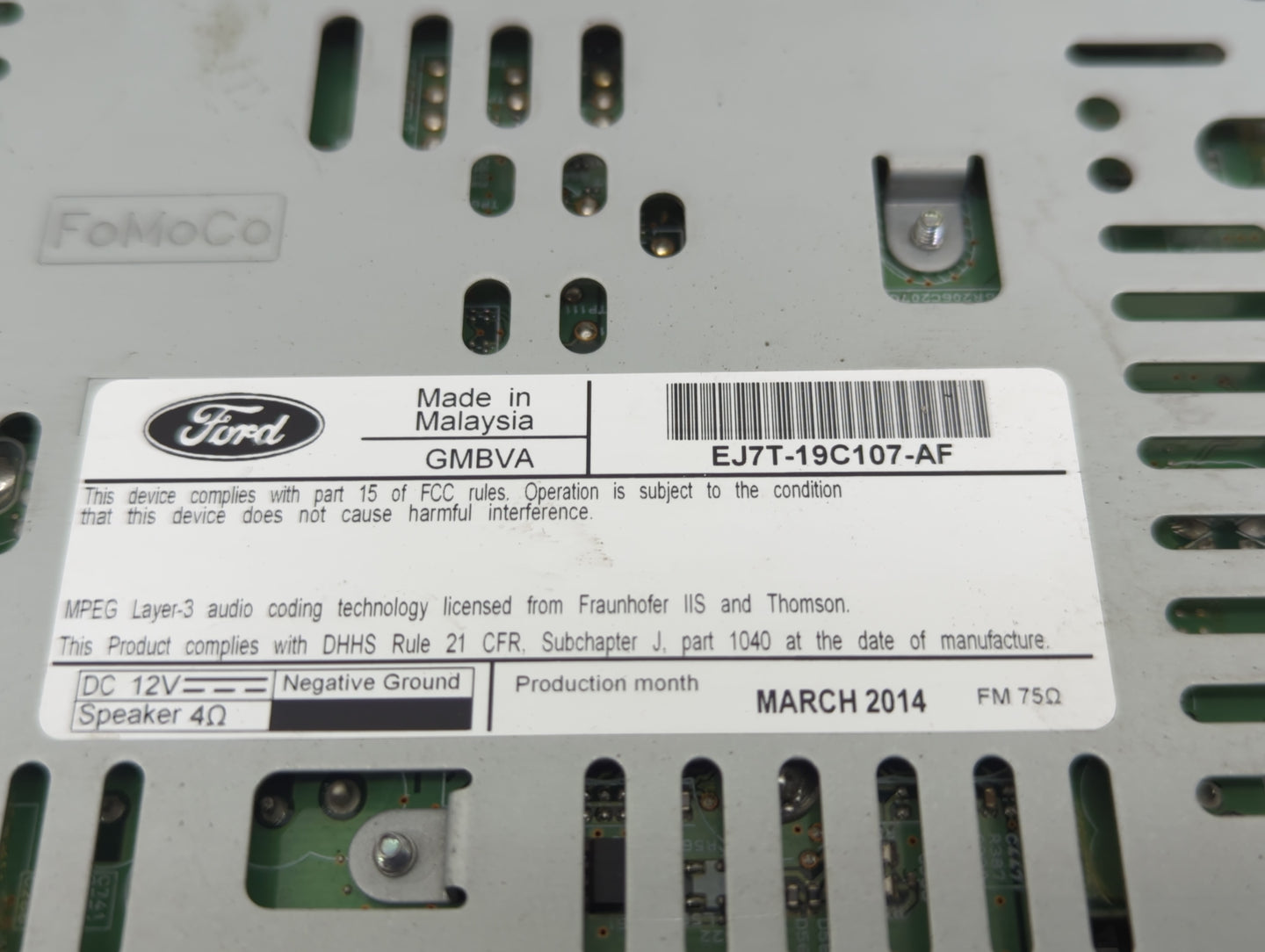 2015 Lincoln Mkc Radio AM FM Cd Player Receiver Replacement P/N:EJ7T-19C107-AF Fits OEM Used Auto Parts - Oemusedautoparts1.