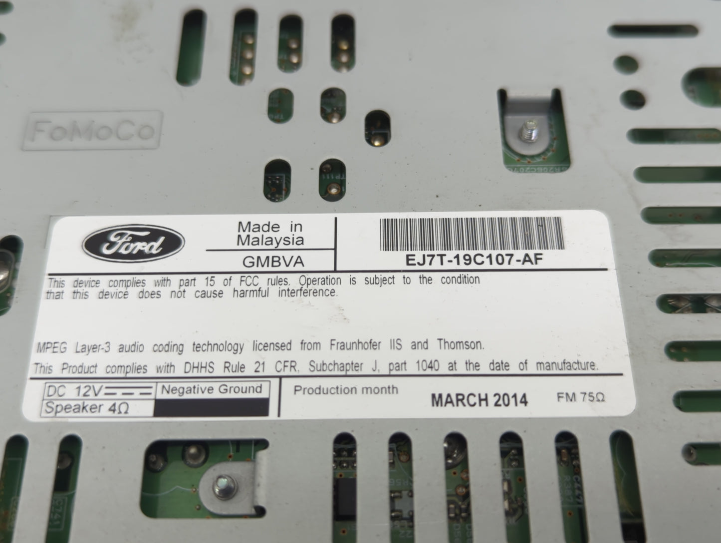2015 Lincoln Mkc Radio AM FM Cd Player Receiver Replacement P/N:EJ7T-19C107-AF Fits OEM Used Auto Parts - Oemusedautoparts1.