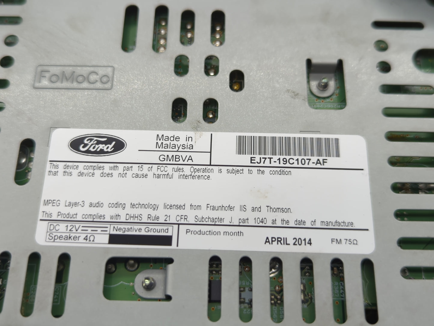 2015 Lincoln Mkc Radio AM FM Cd Player Receiver Replacement P/N:EJ7T-19C107-AF Fits OEM Used Auto Parts - Oemusedautoparts1.