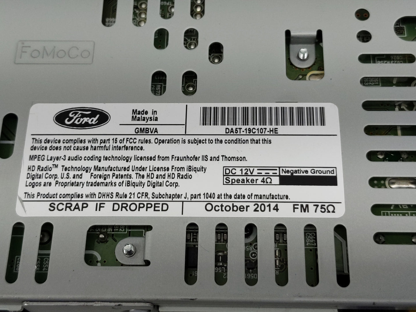 2013-2015 Lincoln Mks Radio AM FM Cd Player Receiver Replacement P/N:DA5T-19C107-HE Fits Fits 2013 2014 2015 OEM Used Auto P