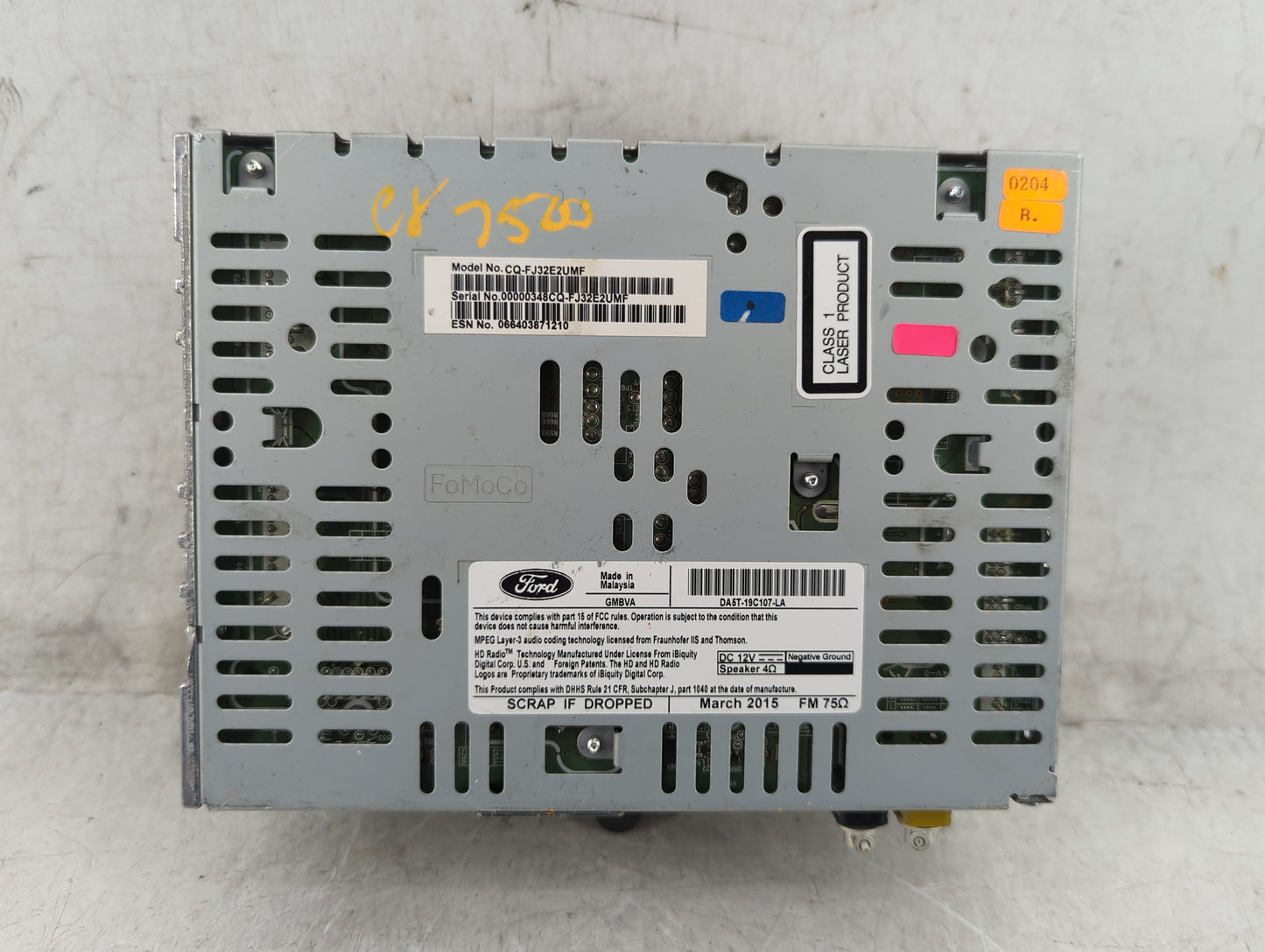 2015 Lincoln Mks Radio AM FM Cd Player Receiver Replacement P/N:DA5T-19C107-LA Fits OEM Used Auto Parts - Oemusedautoparts1.