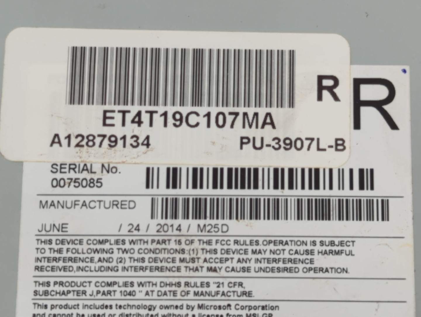 2014-2015 Lincoln Mkx Radio AM FM Cd Player Receiver Replacement P/N:ET4T 19C107 MA Fits Fits 2014 2015 OEM Used Auto Parts 