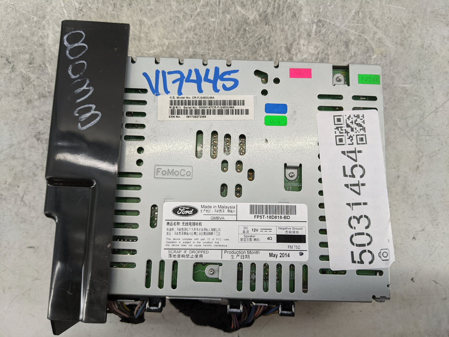 2015 Lincoln Mkz Radio AM FM Cd Player Receiver Replacement P/N:CR-FJ24E0UMA FP5T-18D818-BD Fits OEM Used Auto Parts - Oemus
