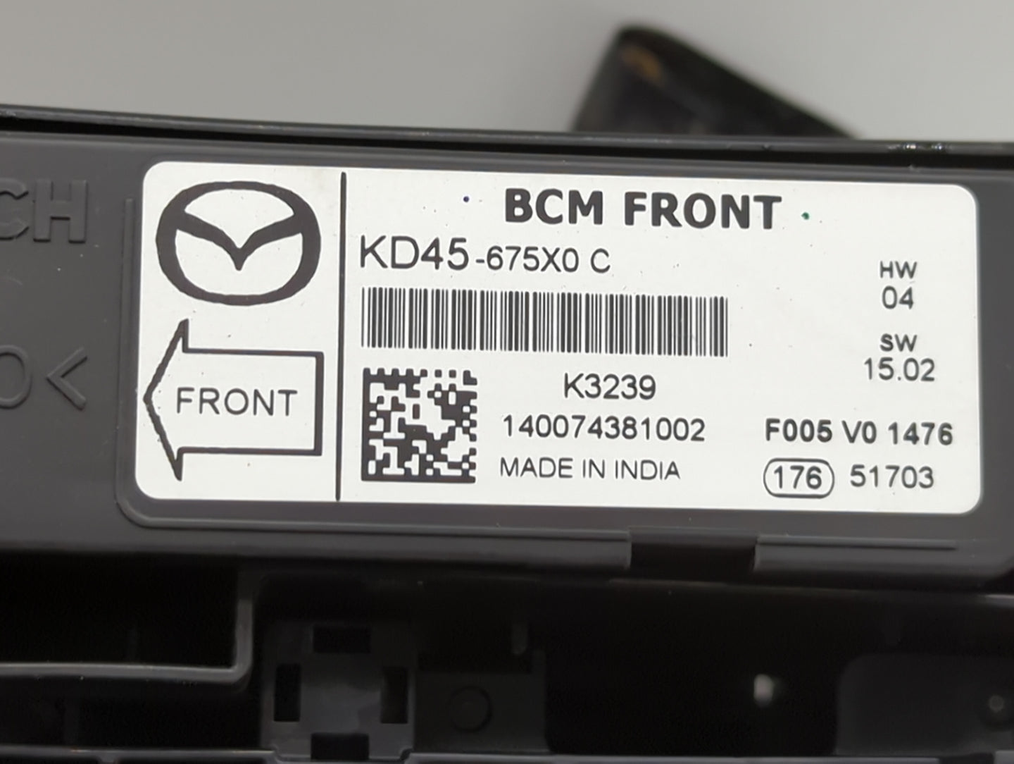 2014-2016 Mazda 3 Fusebox Fuse Box Panel Relay Module P/N:KD45-675X0 Fits Fits 2014 2015 2016 OEM Used Auto Parts - Oemuseda