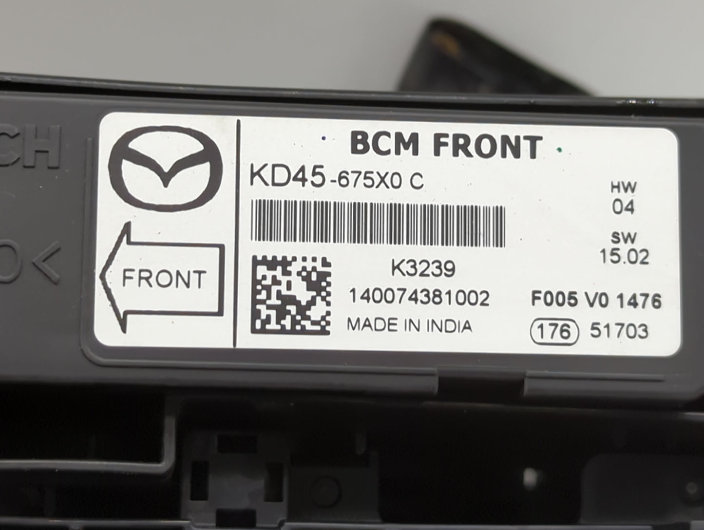 2014-2016 Mazda 3 Fusebox Fuse Box Panel Relay Module P/N:KD45-675X0 Fits Fits 2014 2015 2016 OEM Used Auto Parts - Oemuseda