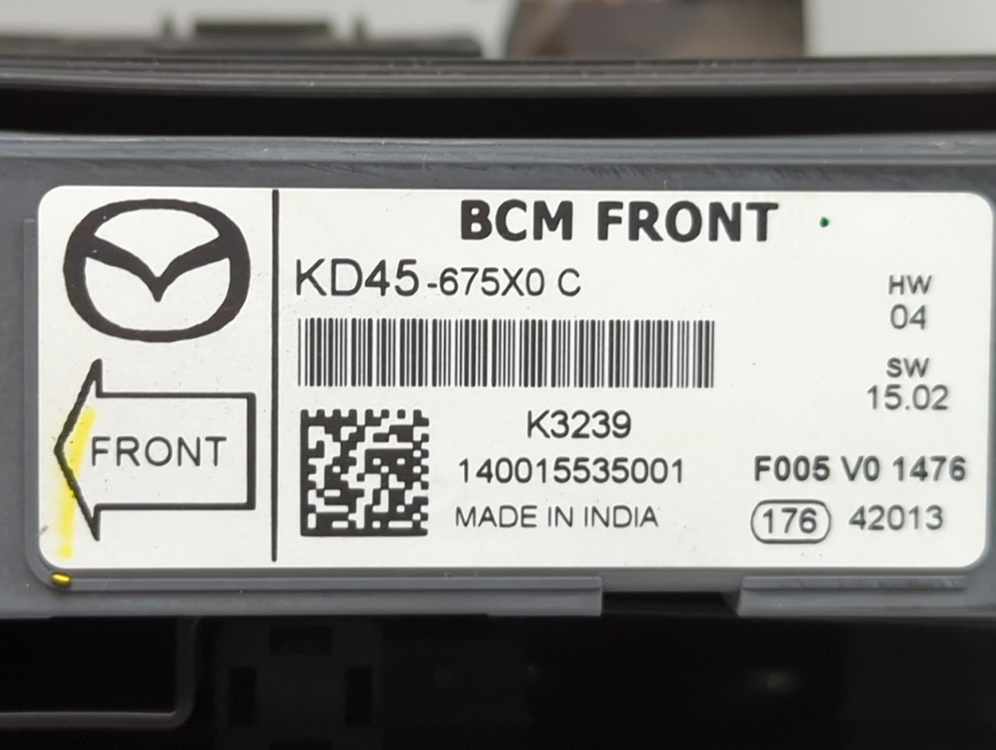 2014-2016 Mazda 3 Fusebox Fuse Box Panel Relay Module P/N:KD45-675X0 Fits Fits 2014 2015 2016 OEM Used Auto Parts - Oemuseda