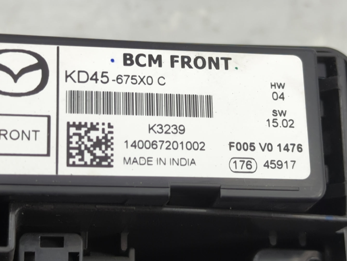 2014-2016 Mazda 3 Fusebox Fuse Box Panel Relay Module P/N:KD45-675X0 C Fits Fits 2014 2015 2016 OEM Used Auto Parts - Oemuse