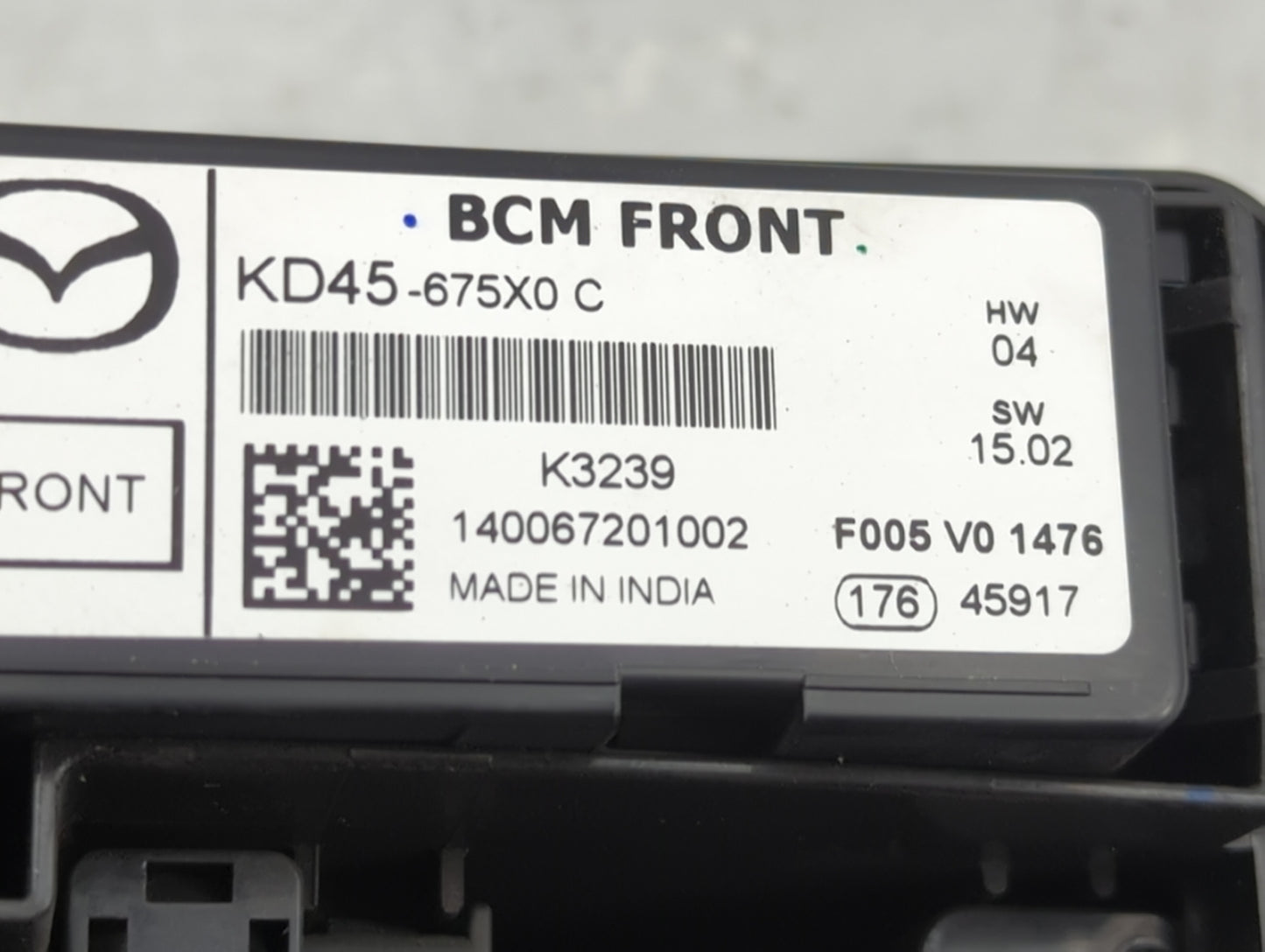 2014-2016 Mazda 3 Fusebox Fuse Box Panel Relay Module P/N:KD45-675X0 C Fits Fits 2014 2015 2016 OEM Used Auto Parts - Oemuse
