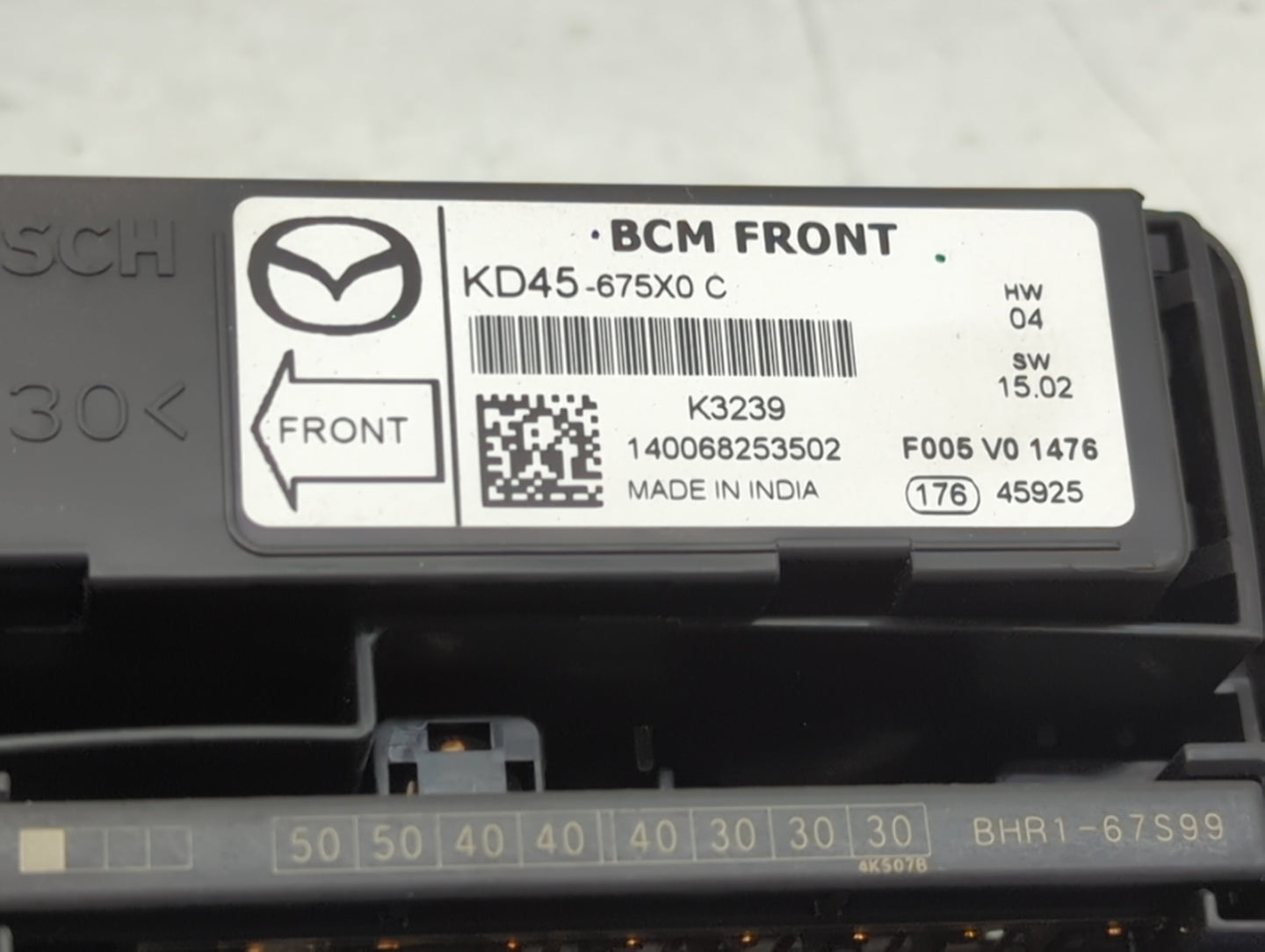2014-2016 Mazda 3 Fusebox Fuse Box Panel Relay Module P/N:KD45-675X0 Fits Fits 2014 2015 2016 OEM Used Auto Parts - Oemuseda