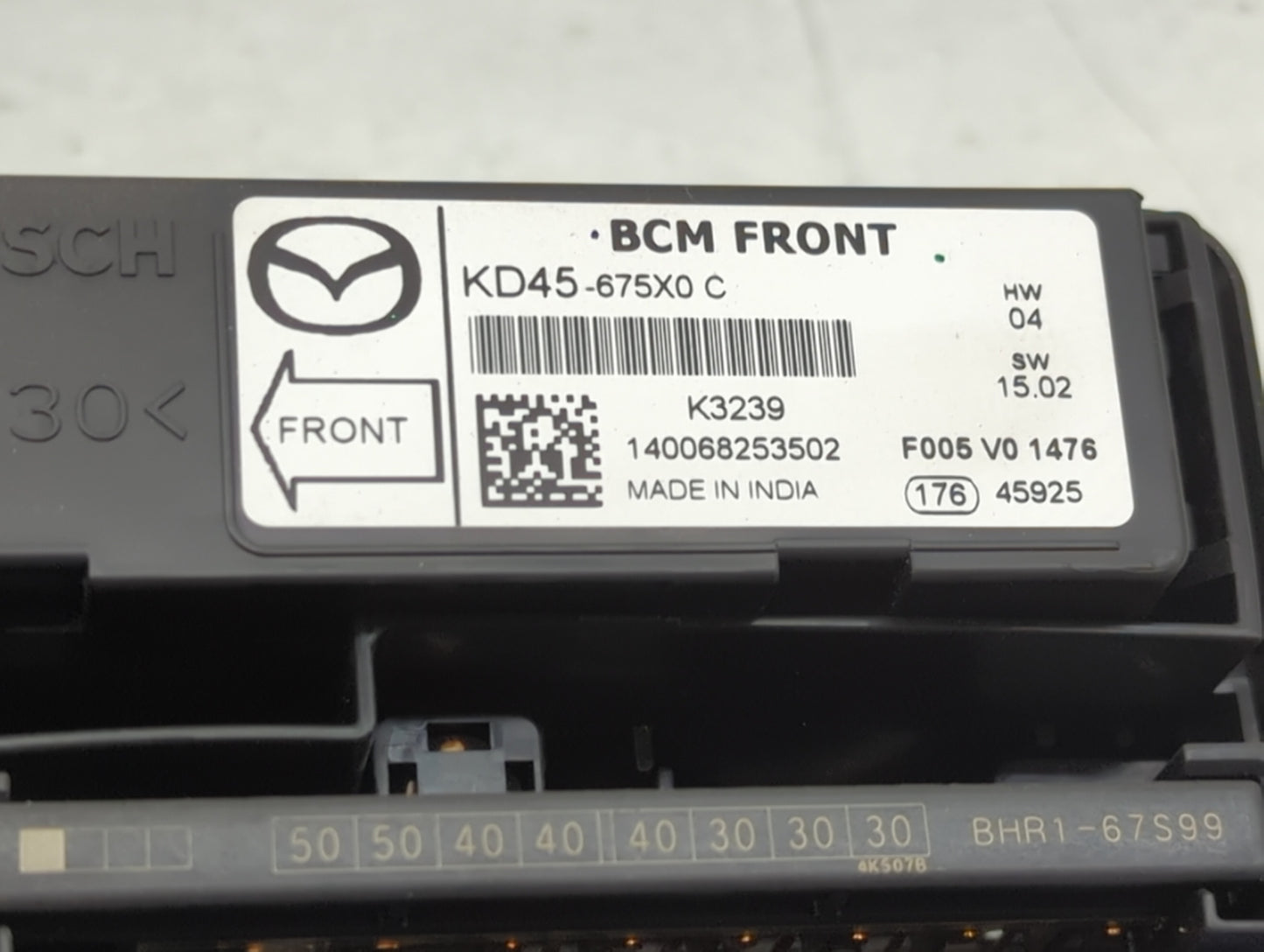 2014-2016 Mazda 3 Fusebox Fuse Box Panel Relay Module P/N:KD45-675X0 Fits Fits 2014 2015 2016 OEM Used Auto Parts - Oemuseda