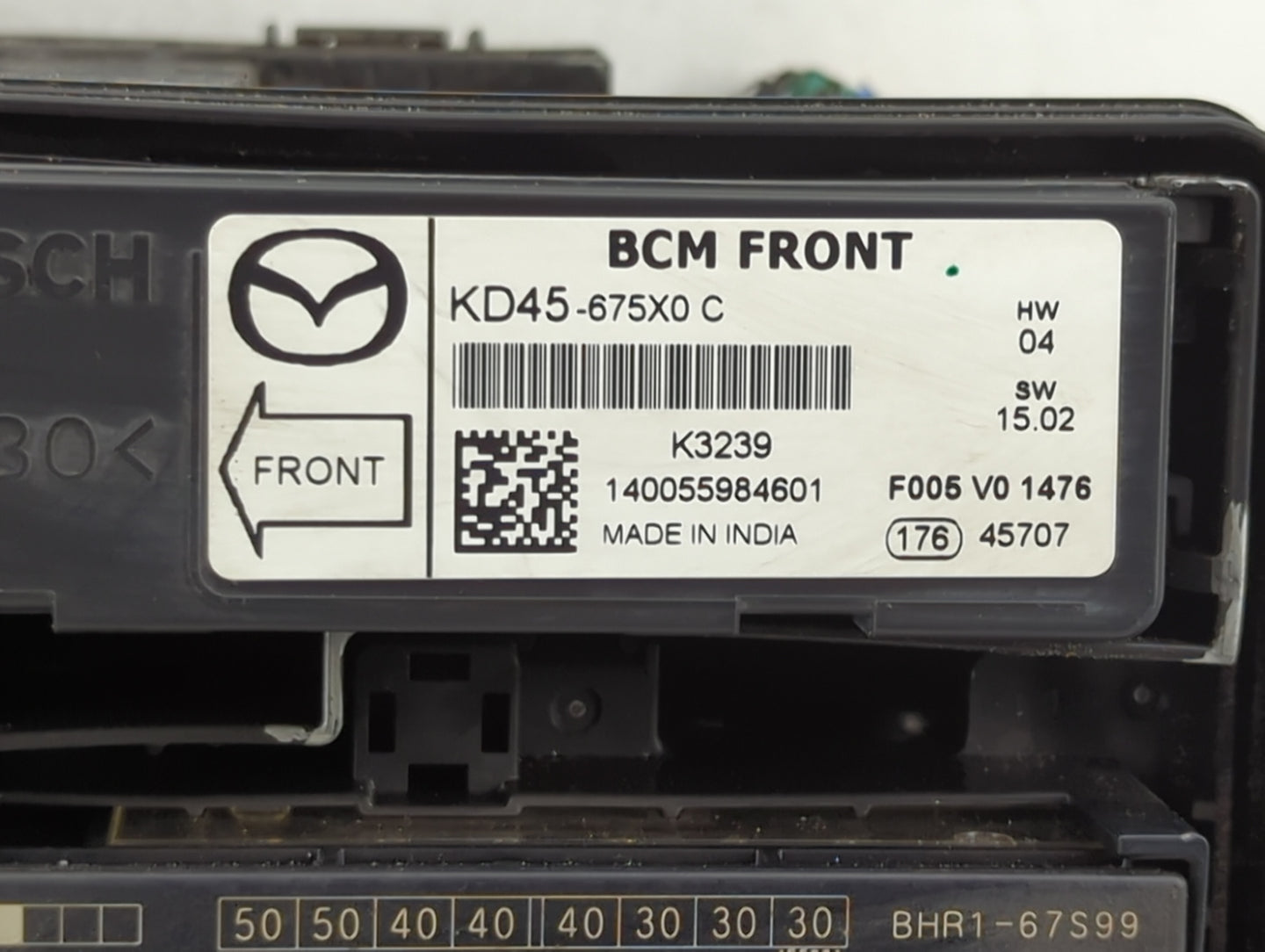 2014-2016 Mazda 3 Fusebox Fuse Box Panel Relay Module P/N:KD45-675X0 Fits Fits 2014 2015 2016 OEM Used Auto Parts - Oemuseda
