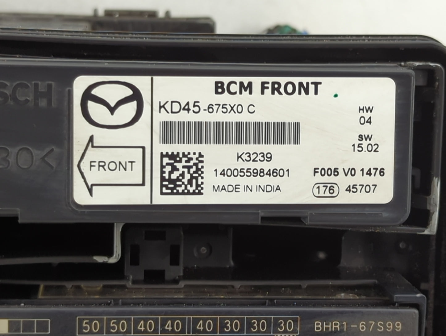 2014-2016 Mazda 3 Fusebox Fuse Box Panel Relay Module P/N:KD45-675X0 Fits Fits 2014 2015 2016 OEM Used Auto Parts - Oemuseda