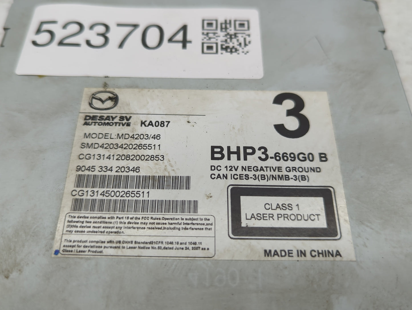 2014-2018 Mazda 3 Radio AM FM Cd Player Receiver Replacement P/N:BHP3-669G0 Fits Fits 2014 2015 2016 2017 2018 OEM Used Auto