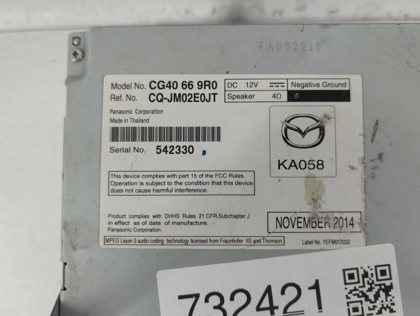 2013-2017 Mazda 5 Am Fm Cd Player Radio Receiver - Oemusedautoparts1.com