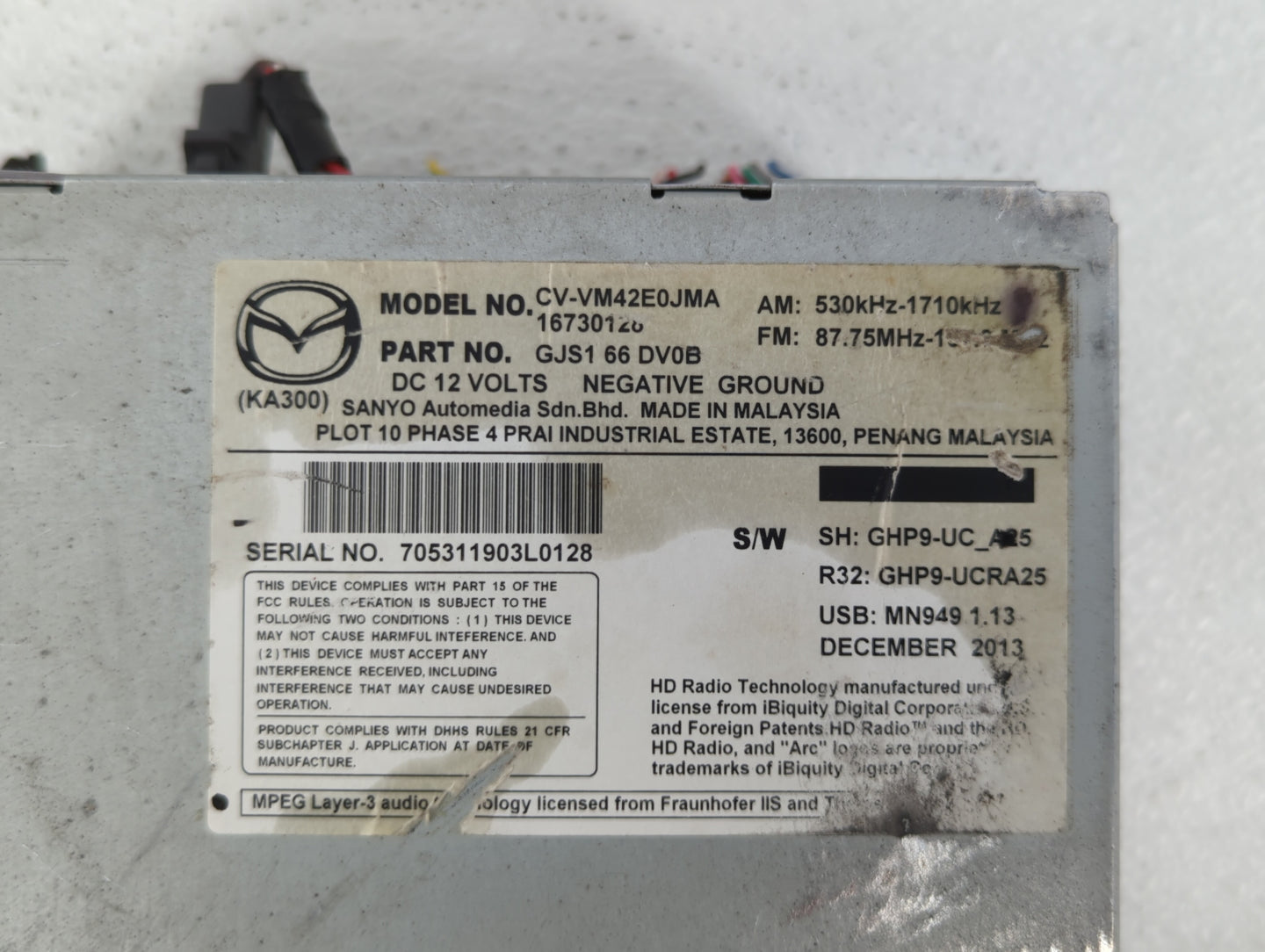2014 Mazda 6 Radio AM FM Cd Player Receiver Replacement P/N:GJS1 66 DV0A GJS2 66 DV0B, GJS1 66 DV0C, GJS2 66 DV0C Fits OEM U