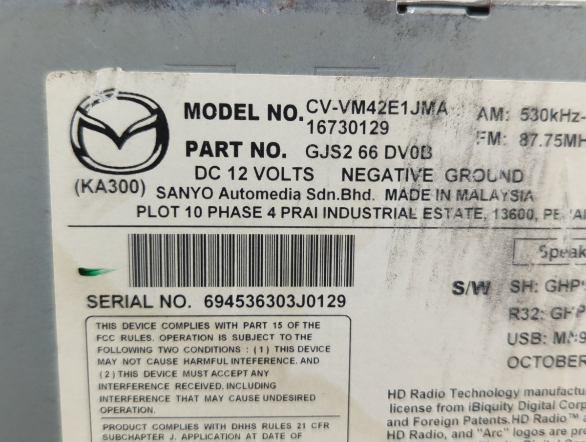 2014-2015 Mazda 6 Am Fm Cd Player Radio Receiver 518647 - Oemusedautoparts1.com