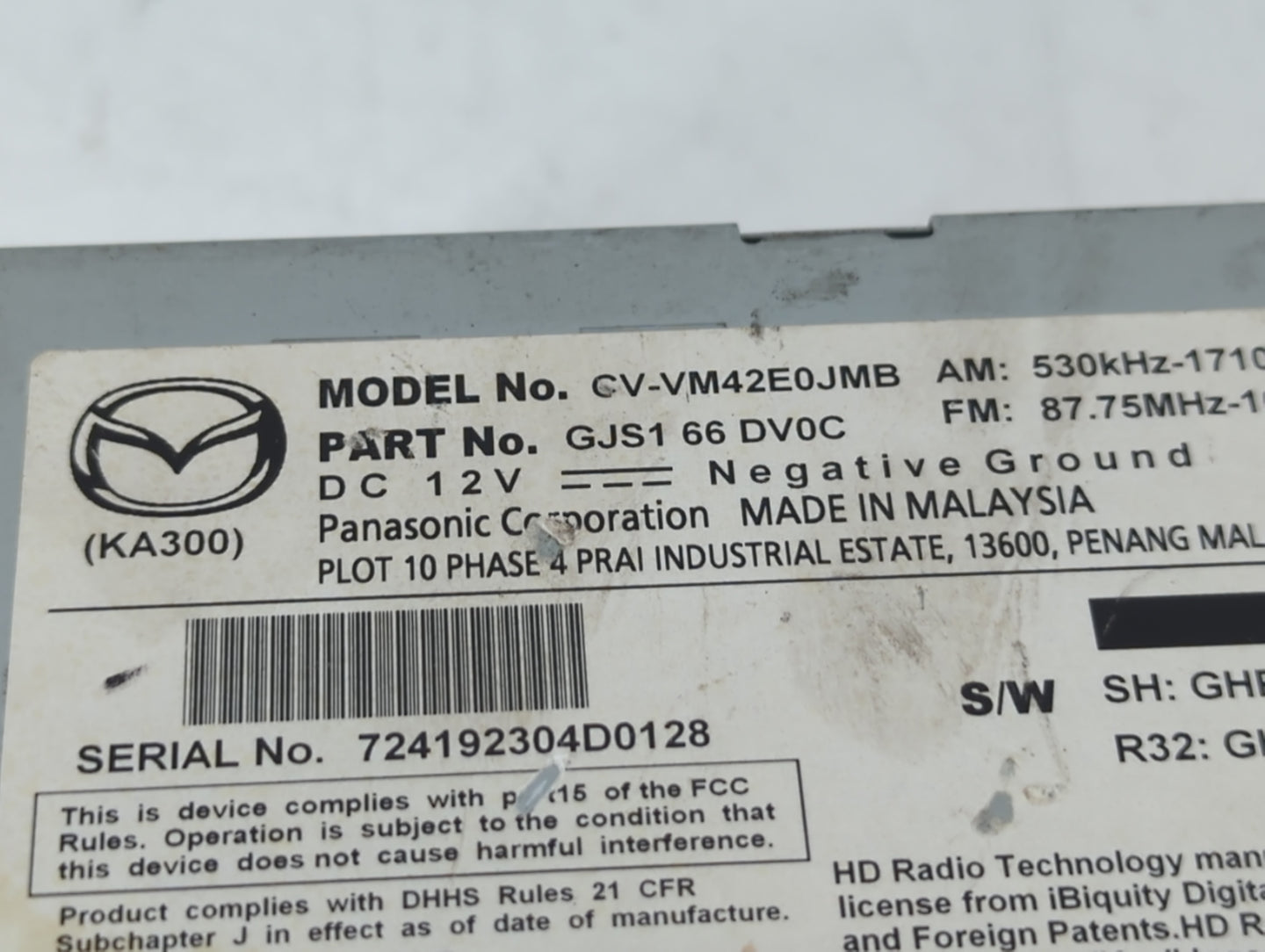 2015 Mazda 6 Am Fm Cd Player Radio Receiver - Oemusedautoparts1.com