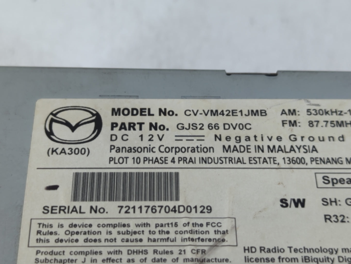 2015 Mazda 6 Am Fm Cd Player Radio Receiver - Oemusedautoparts1.com