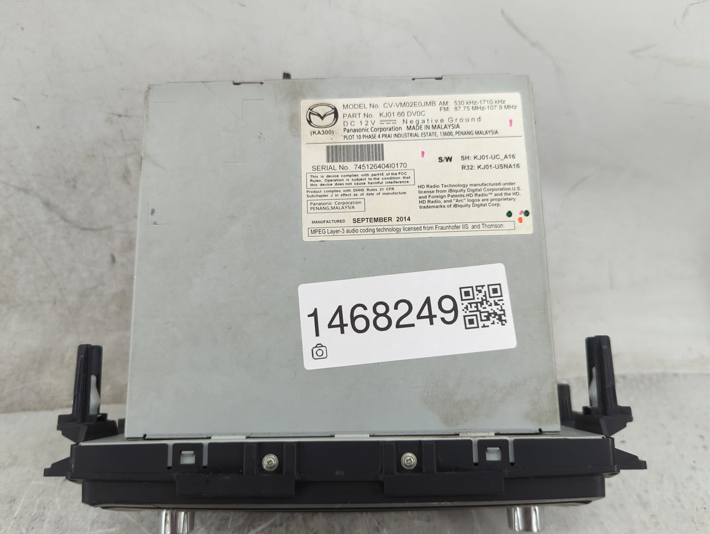 2013-2016 Mazda Cx-5 Radio AM FM Cd Player Receiver Replacement P/N:CV-VM02E0JMB KJ0166DV0C Fits Fits 2013 2014 2015 2016 OE