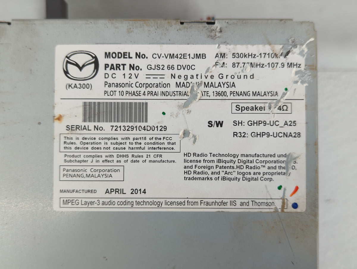 2015 Mazda Cx-5 Am Fm Cd Player Radio Receiver 554936 - Oemusedautoparts1.com