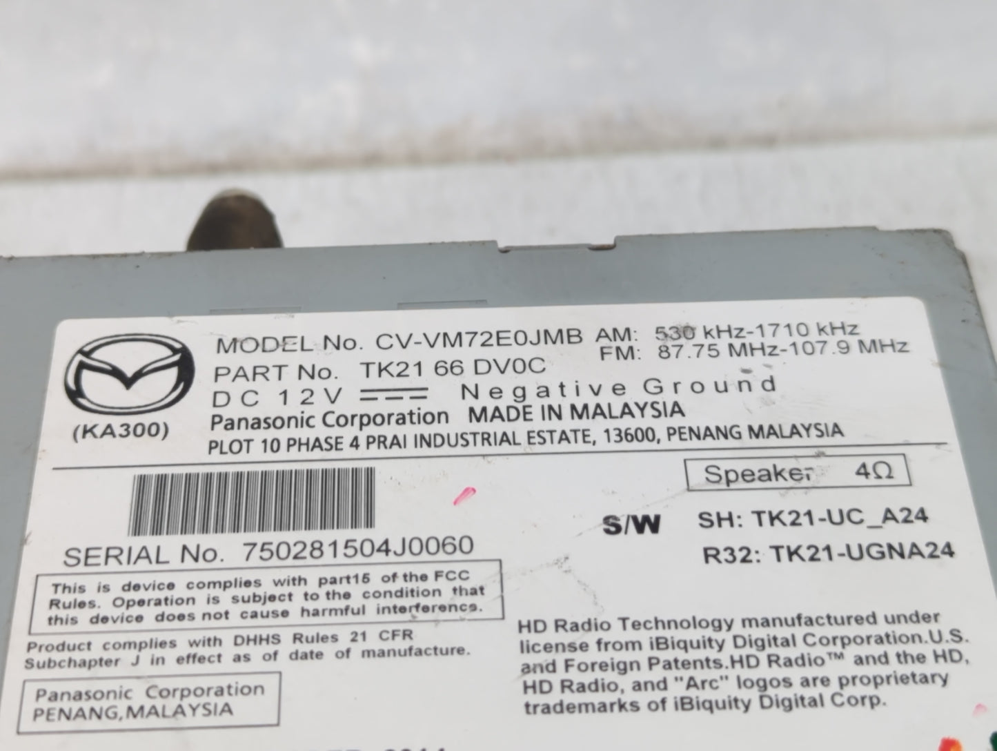 2013-2015 Mazda Cx-9 Am Fm Cd Player Radio Receiver - Oemusedautoparts1.com