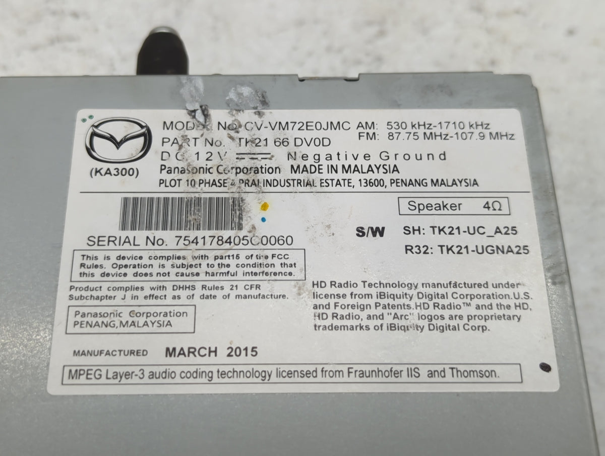 2013-2015 Mazda Cx-9 Am Fm Cd Player Radio Receiver 725763 - Oemusedautoparts1.com