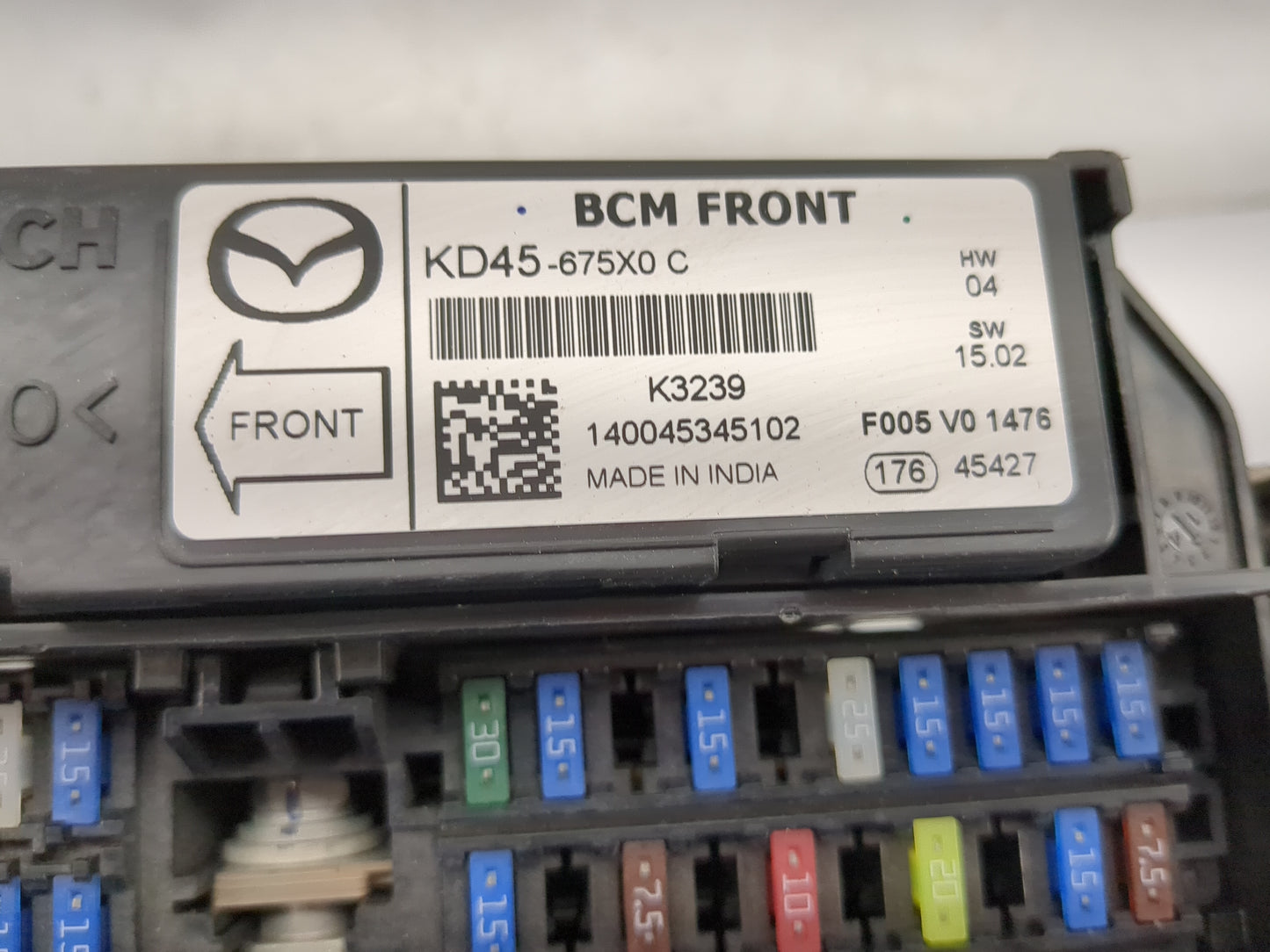 2015 Mazda Mazda6 Fusebox Fuse Box Panel Relay Module P/N:KD45-675X0C Fits Fits 2014 2016 OEM Used Auto Parts - Oemusedautop