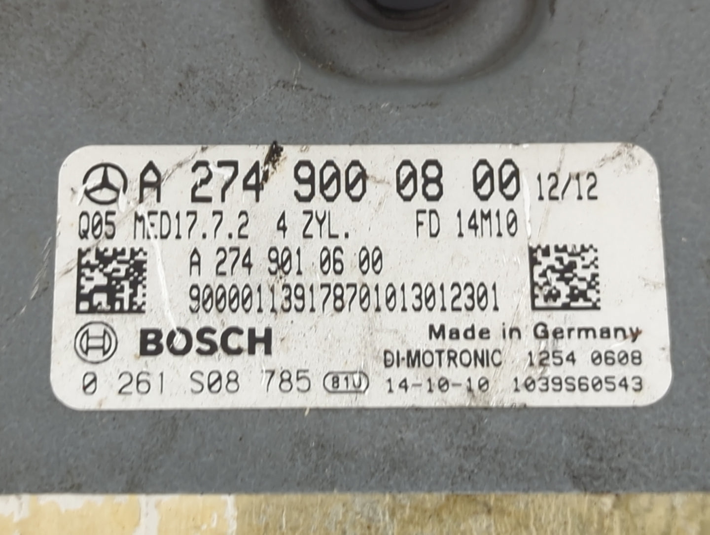 2015 Mercedes-Benz C-Class PCM Engine Control Computer ECU ECM PCU OEM P/N:A2749000800 A2749010600, 0261S08785 Fits Fits 201
