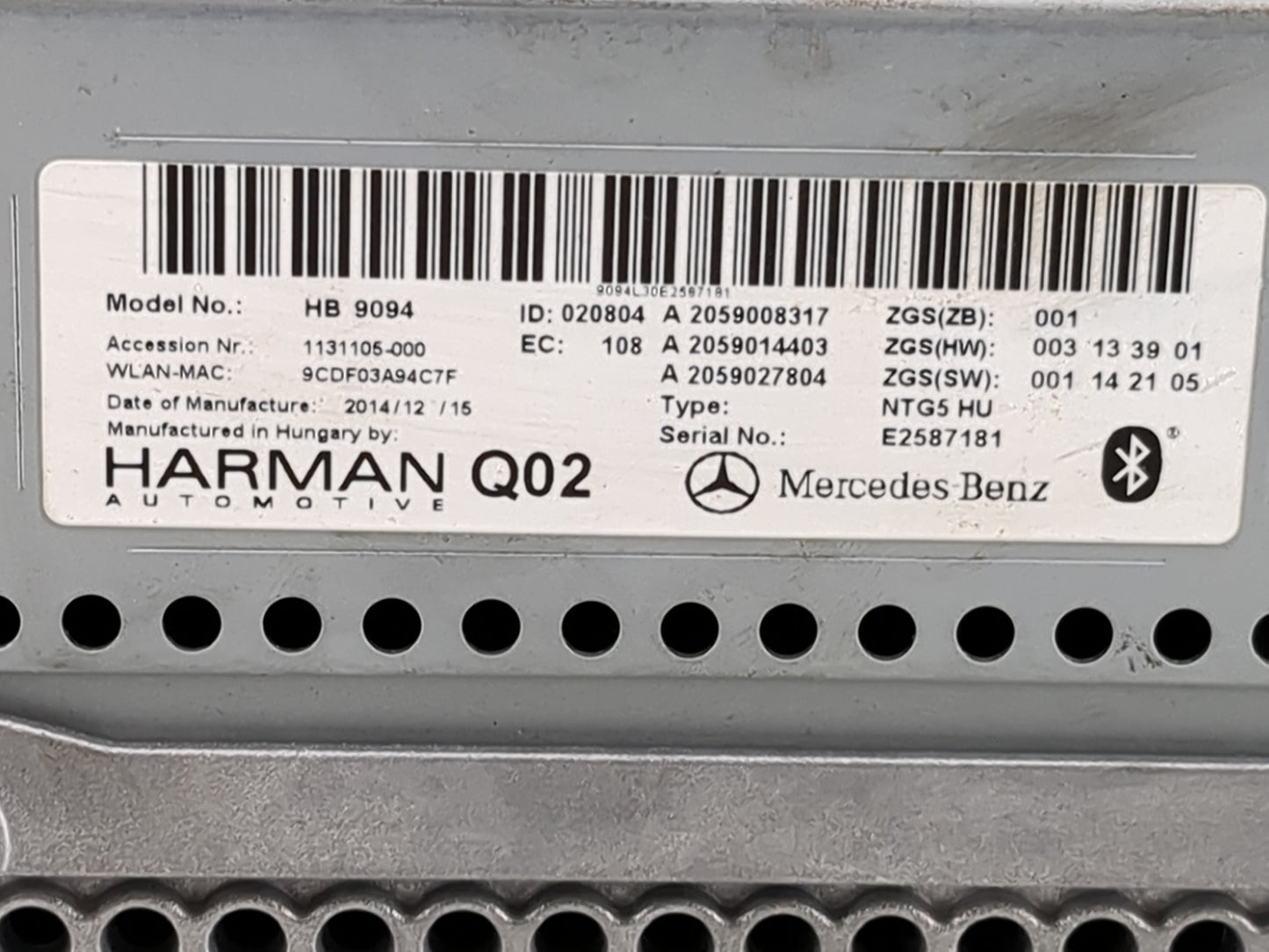 2015 Mercedes-Benz C-Class Radio AM FM Cd Player Receiver Replacement P/N:HB9094 A2059008317, A2059014403, A2059027804 Fits 