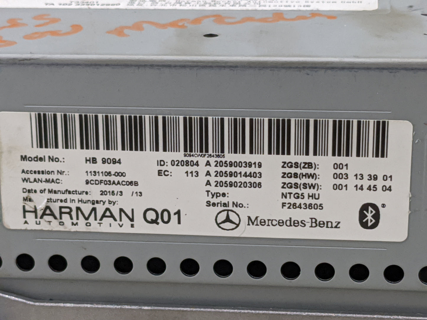 2015 Mercedes-Benz C-Class Radio AM FM Cd Player Receiver Replacement P/N:A2059003919 A2059014403, A2059020306, HB9094 Fits 