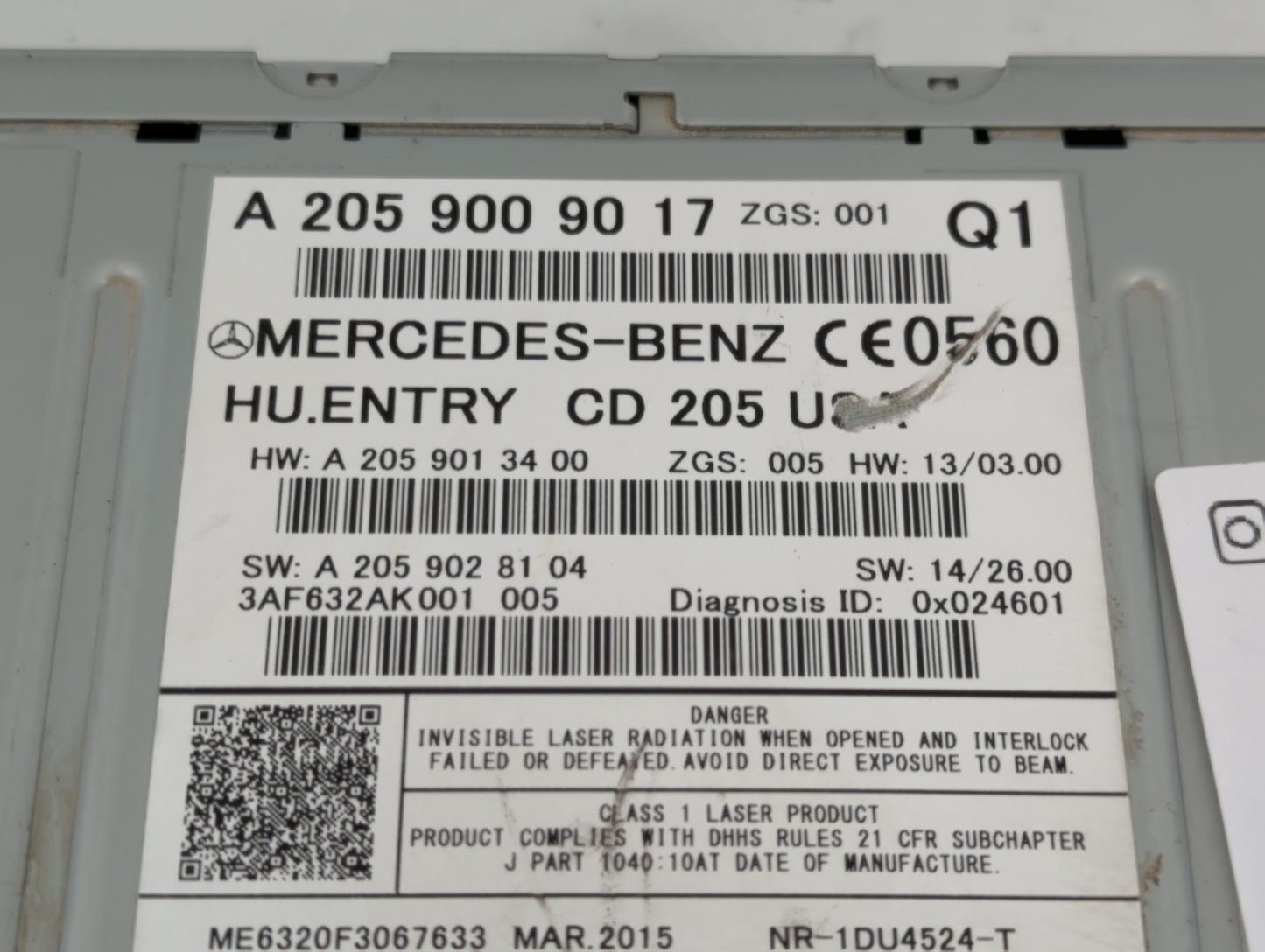 2014 Mercedes-Benz C300 Radio AM FM Cd Player Receiver Replacement P/N:A 205 900 90 17 Fits Fits 2013 2015 2016 2017 2018 OE