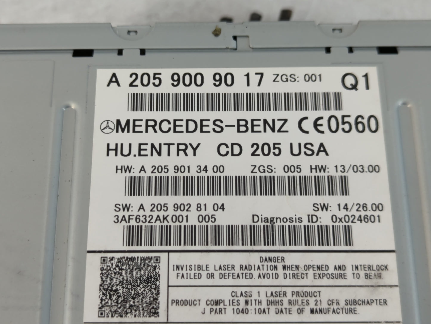 2015 Mercedes-Benz Cl550 Radio AM FM Cd Player Receiver Replacement P/N:A 205 900 90 17 E2563731 Fits OEM Used Auto Parts - 