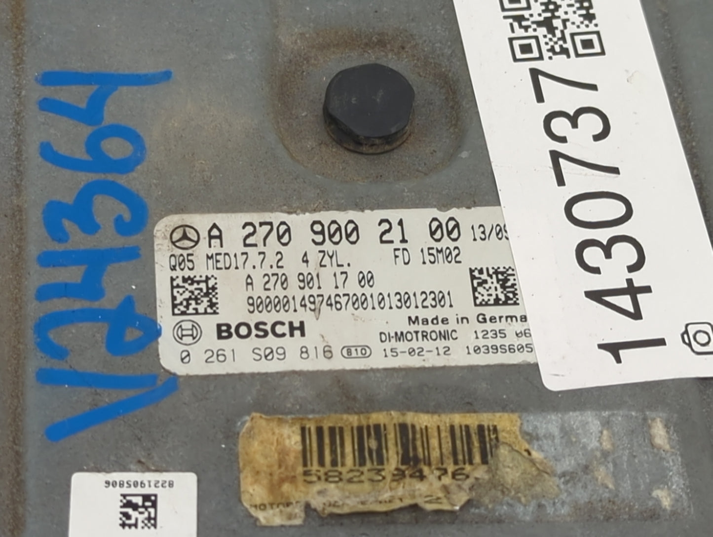 2015 Mercedes-Benz Cla250 PCM Engine Control Computer ECU ECM PCU OEM P/N:0261S09816 A270901170, A 270 900 21 00 Fits OEM Us