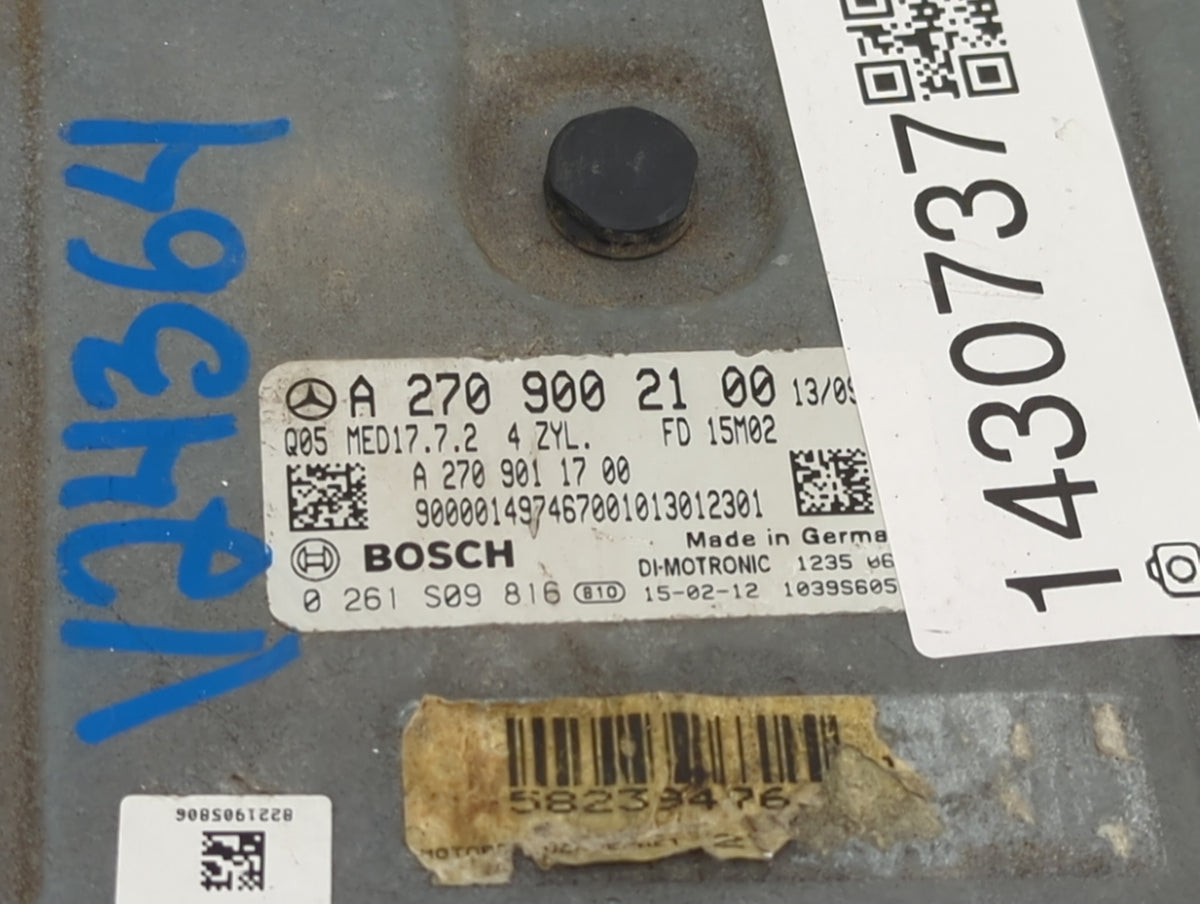 2014-2019 Mercedes-Benz Cla250 PCM Engine Control Computer ECU ECM PCU OEM P/N:0261S09816 A270901170 Fits OEM Used Auto Part