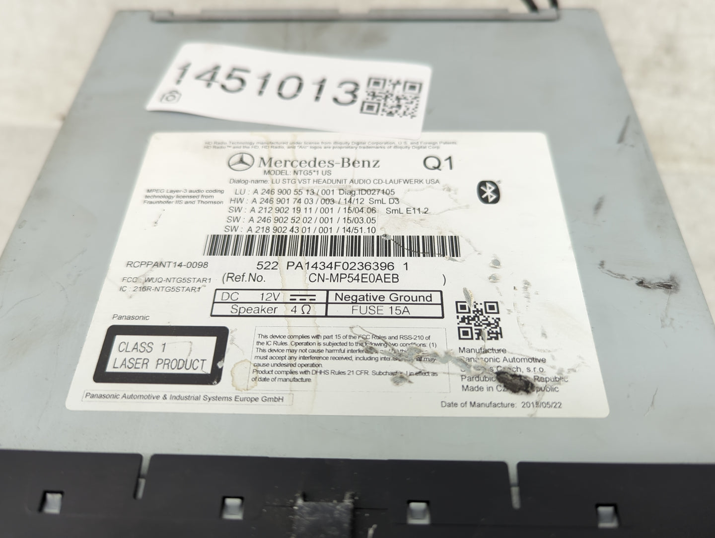 2015 Mercedes-Benz Cla250 Radio AM FM Cd Player Receiver Replacement P/N:A2469005513 CN-MP54E0AEB, A2469015513, A2469025202 