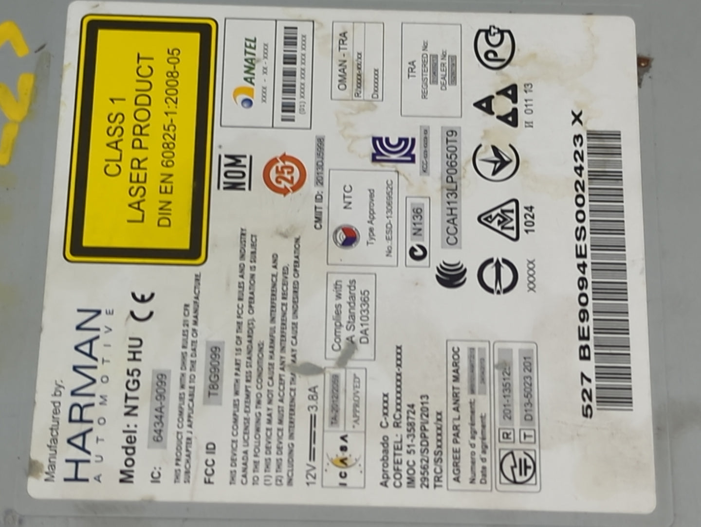 2015 Mercedes C-Class Radio AM FM Cd Player Receiver Replacement P/N:A2059007116 A2059022704, NTG5HU Fits OEM Used Auto Part