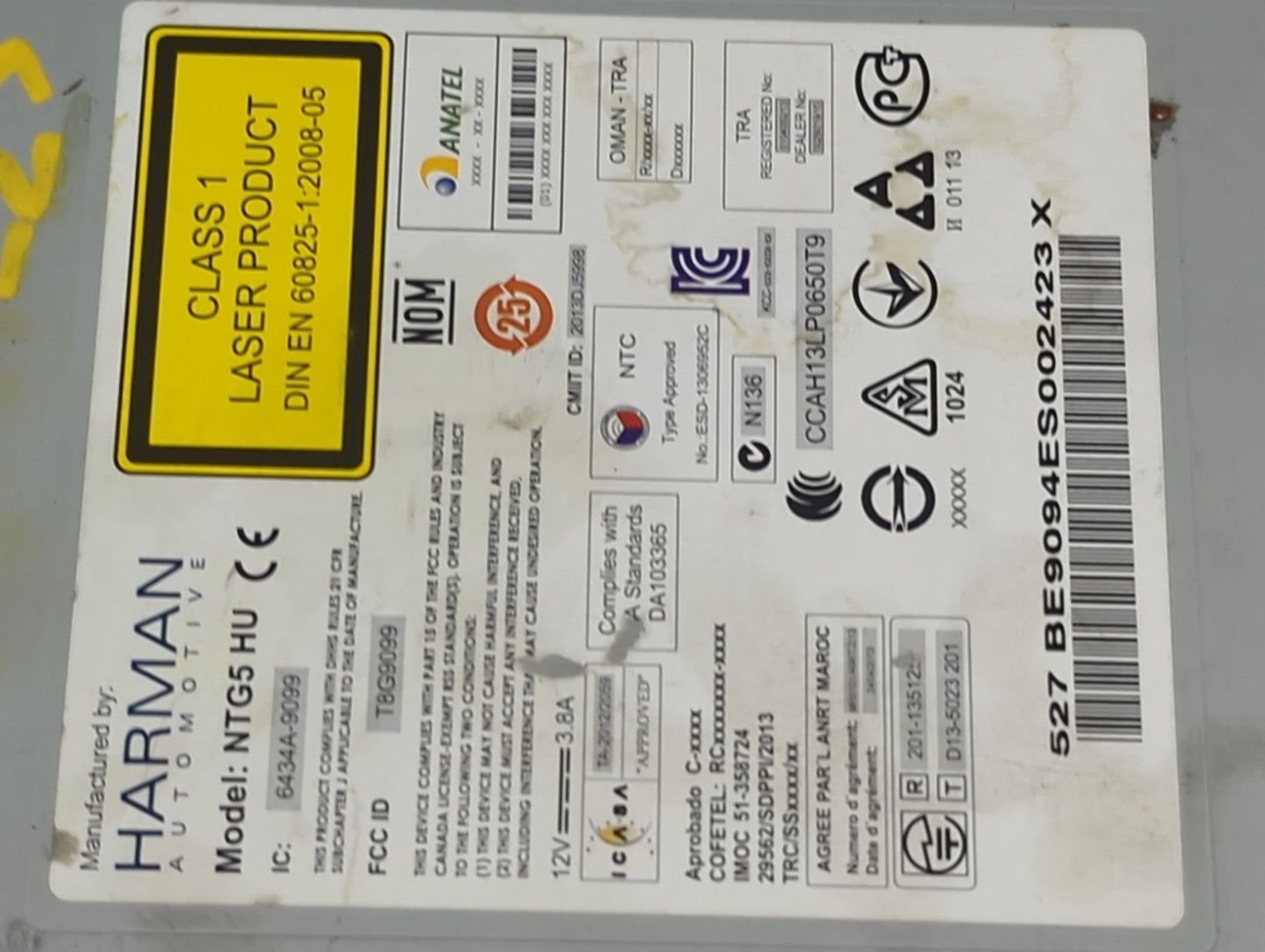 2015 Mercedes C-Class Radio AM FM Cd Player Receiver Replacement P/N:A2059007116 A2059022704, NTG5HU Fits OEM Used Auto Part