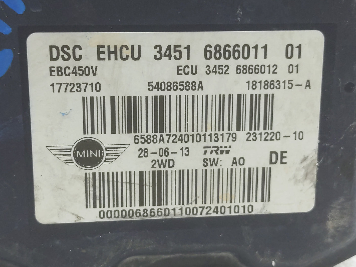 2013-2015 Mini Cooper ABS Pump Control Module Replacement P/N:6866011 Fits Fits 2013 2014 2015 OEM Used Auto Parts - Oemused