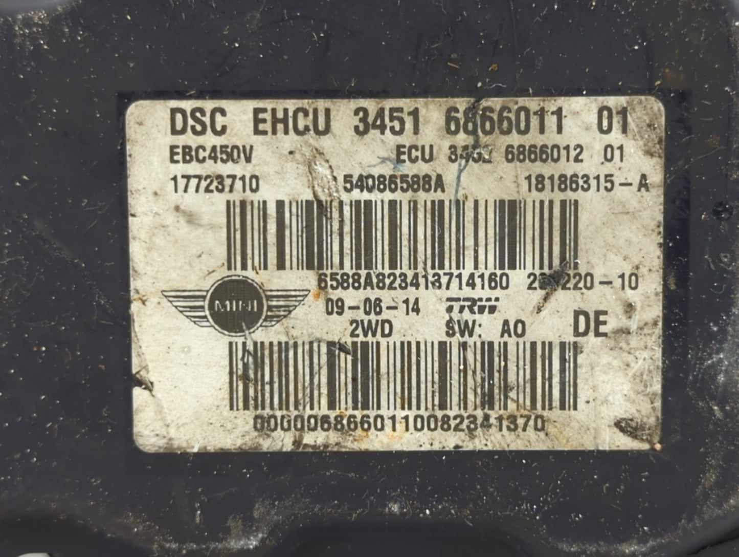 2013-2015 Mini Cooper Countryman ABS Pump Control Module Replacement P/N:3451 6866011 01 Fits Fits 2013 2014 2015 OEM Used A