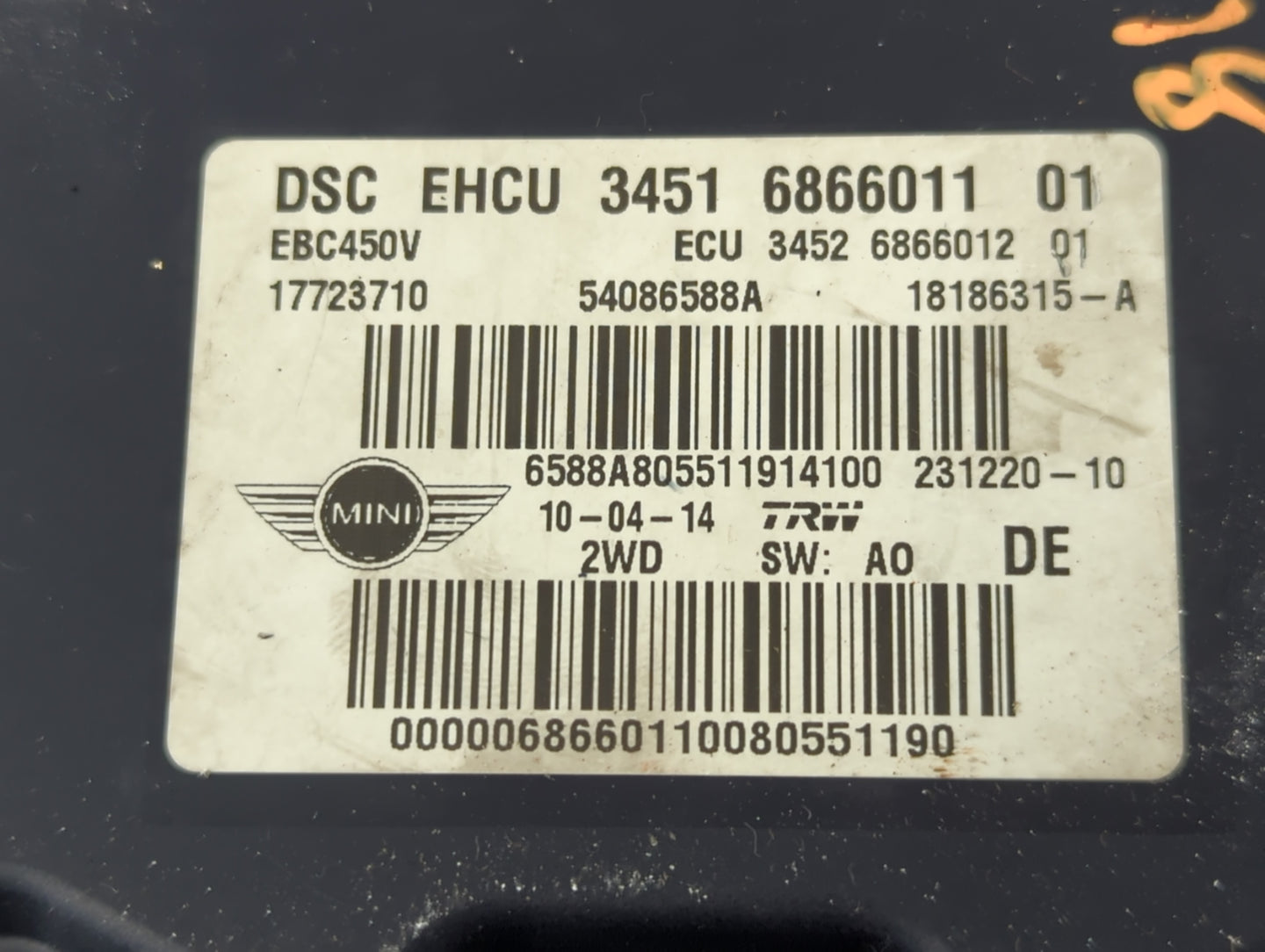 2013-2015 Mini Cooper Countryman ABS Pump Control Module Replacement P/N:3451 6866011 01 Fits Fits 2013 2014 2015 OEM Used A