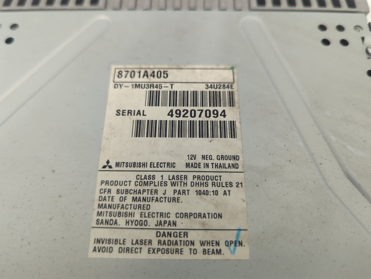 2015 Mitsubishi Lancer Radio AM FM Cd Player Receiver Replacement P/N:8701A405 DY-1MU3R45-T Fits OEM Used Auto Parts - Oemus