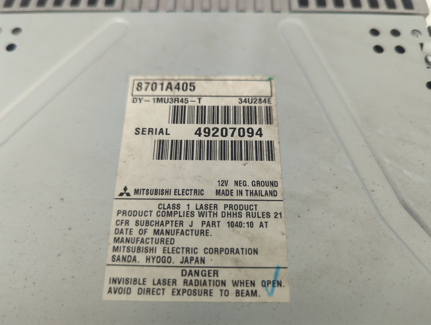 2015 Mitsubishi Lancer Radio AM FM Cd Player Receiver Replacement P/N:8701A405 DY-1MU3R45-T Fits OEM Used Auto Parts - Oemus