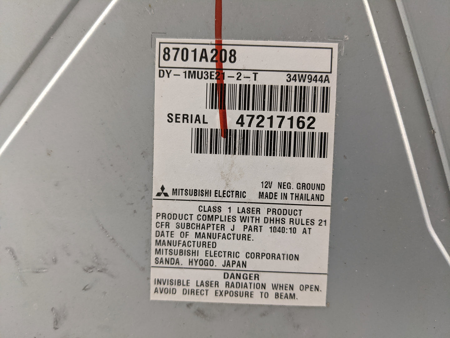 2015 Mitsubishi Mirage Radio AM FM Cd Player Receiver Replacement P/N:8701A208 DY-1MU3E21-2-T, 34W944A Fits OEM Used Auto Pa