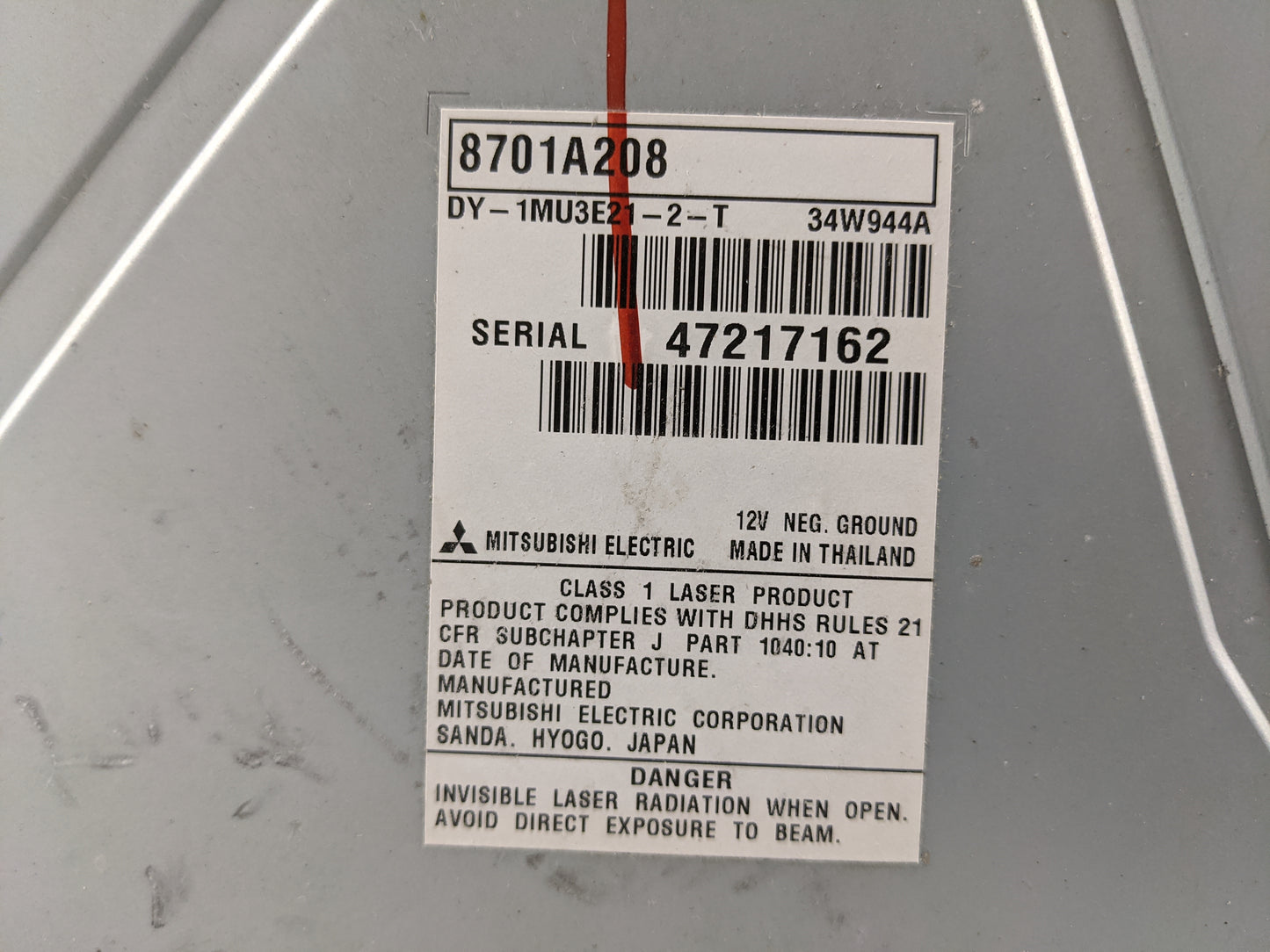 2015 Mitsubishi Mirage Radio AM FM Cd Player Receiver Replacement P/N:8701A208 DY-1MU3E21-2-T, 34W944A Fits OEM Used Auto Pa