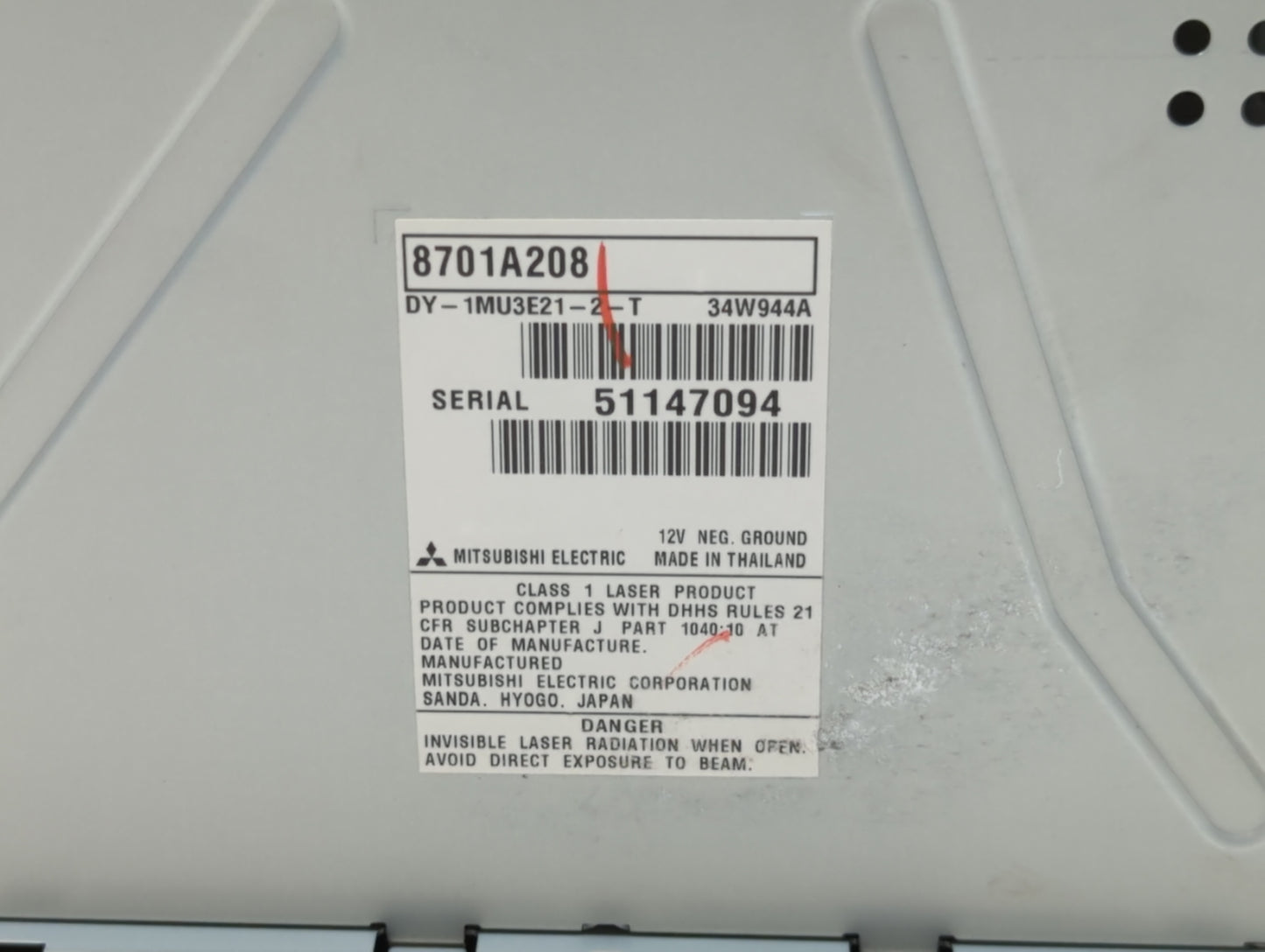 2002 Mitsubishi Mirage Radio AM FM Cd Player Receiver Replacement P/N:8701A208 MR587258 Fits Fits 2003 2004 2005 2006 2007 O