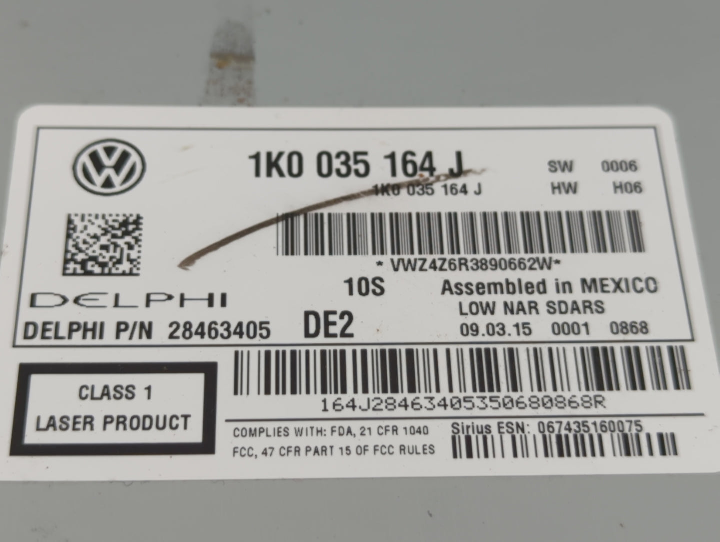 2015 Mitsubishi Outlander Radio AM FM Cd Player Receiver Replacement P/N:1K0 035 164 J Fits OEM Used Auto Parts - Oemusedaut