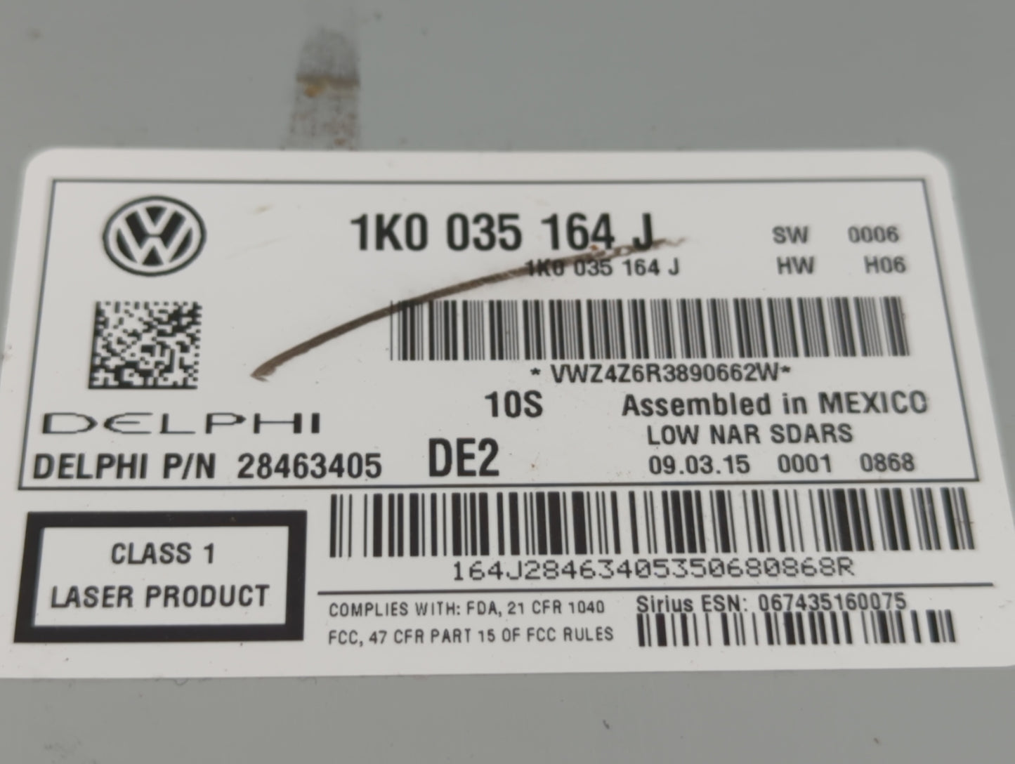 2015 Mitsubishi Outlander Radio AM FM Cd Player Receiver Replacement P/N:1K0 035 164 J Fits OEM Used Auto Parts - Oemusedaut