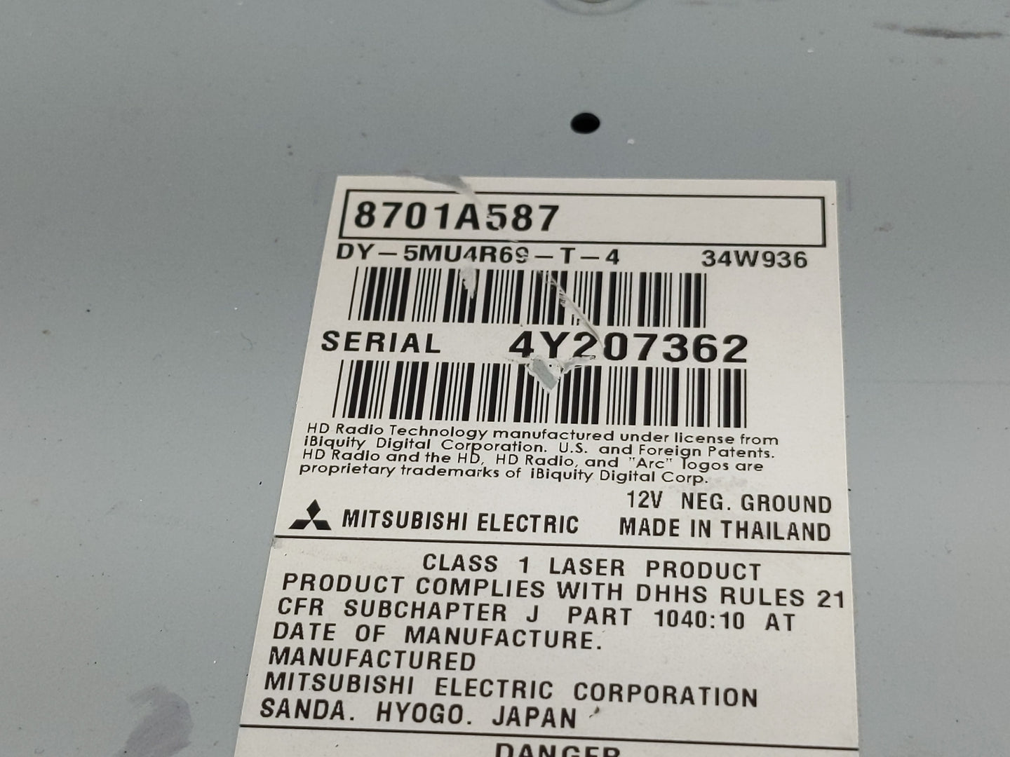 2014-2015 Mitsubishi Outlander Sport Radio AM FM Cd Player Receiver Replacement P/N:8701A587 Fits Fits 2014 2015 OEM Used Au