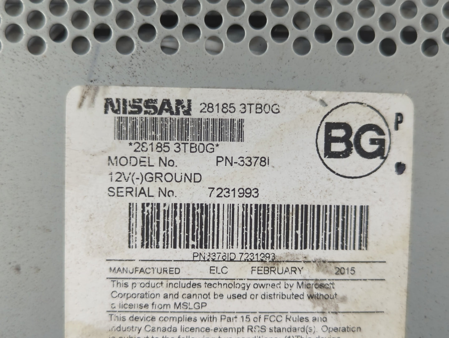2013-2015 Nissan Altima Radio AM FM Cd Player Receiver Replacement P/N:28185 3TB0G Fits Fits 2013 2014 2015 OEM Used Auto Pa